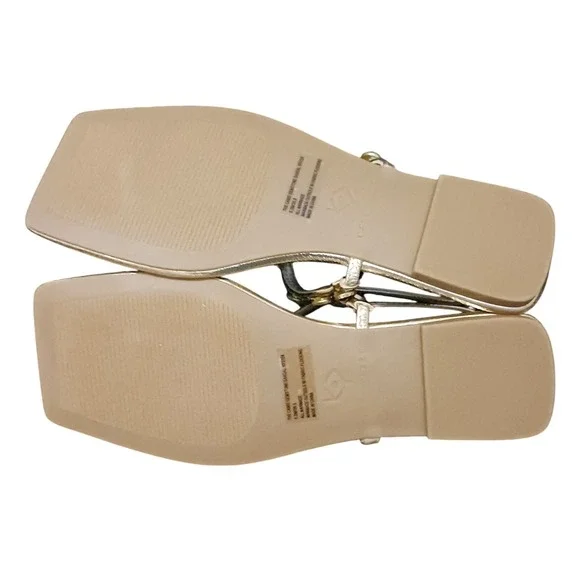 NIB Katy Perry The Camie Gemstone Sandal 5.5 Gold Red Jewels Square Toe Flat - Picture 10 of 11